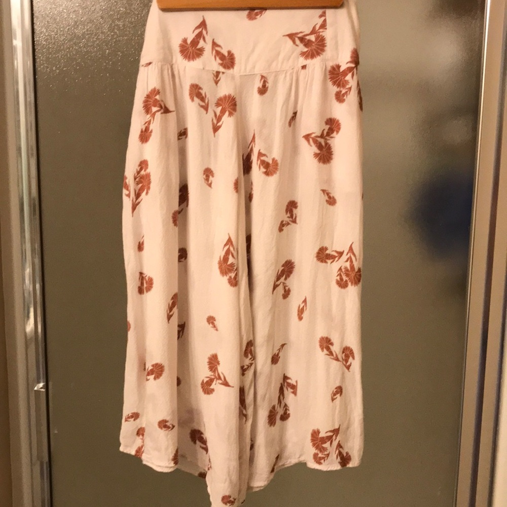 Free People Cropped Flowered Wide-legged Pants